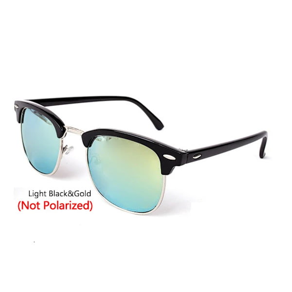 LeonLion Polarized Semi-Rinless Solglasögon Dam/Her Polarized UV400 Classic Brand Designer Retro Oculos De Sol Gafas C9 LightBlack Gold