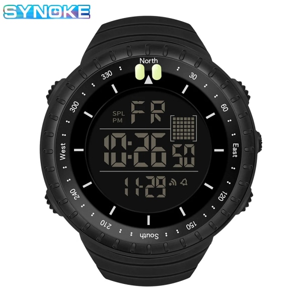 SYNOKE Reloj Militar Digital Watch Mode Quartz Armbandsur Sport Smartwatch Vattentäta Klockor Herr Svart Klocka Pojkar Montre 9648-B-2