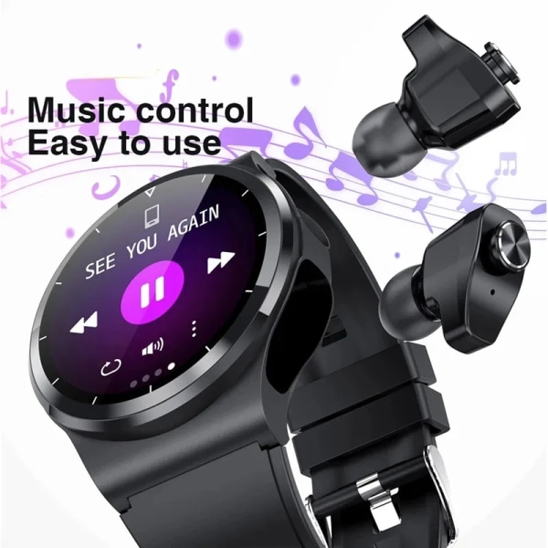 GT69 Smart Watch For Herr Dam TWS Trådlös Stereo hörlurar Bluetooth Call Väder Puls Customized Dial Smartwatch Dual Strap(.168)