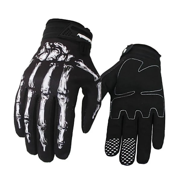 Skeleton Ridhandskar Mode Halkfri Andningsbar Slitbeständig Långfinger Cykel Motorcykel Fitness Utomhussportutrustning White M