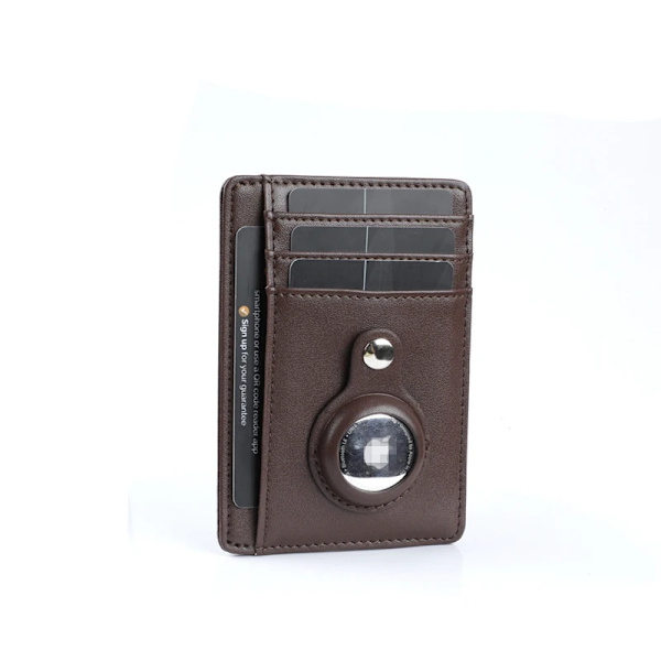 NYTT Slankt Minimalistiskt PU-läder För AirTag Plånbok Korthållare Skyddsfodral Case Anti-skrapa Fallskydd Cover coffee
