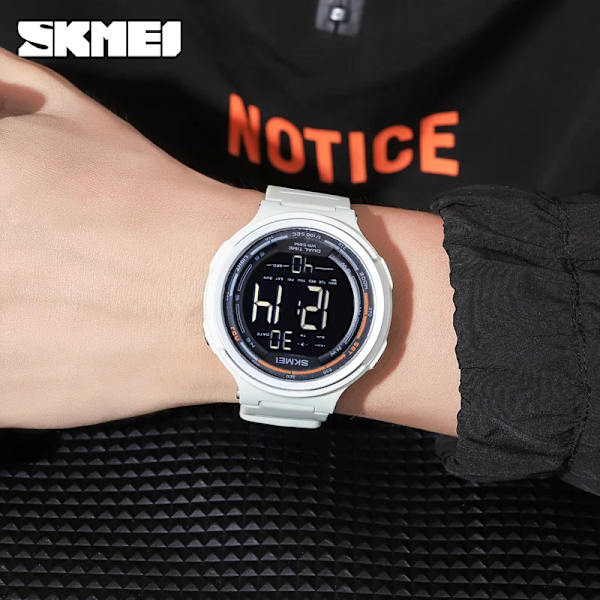 2021 ny watch Mode herrarmbandsur Toppmärke SKMEI Digitala klockor Chrono Count Down Clock Man Armbandsur för present light grey