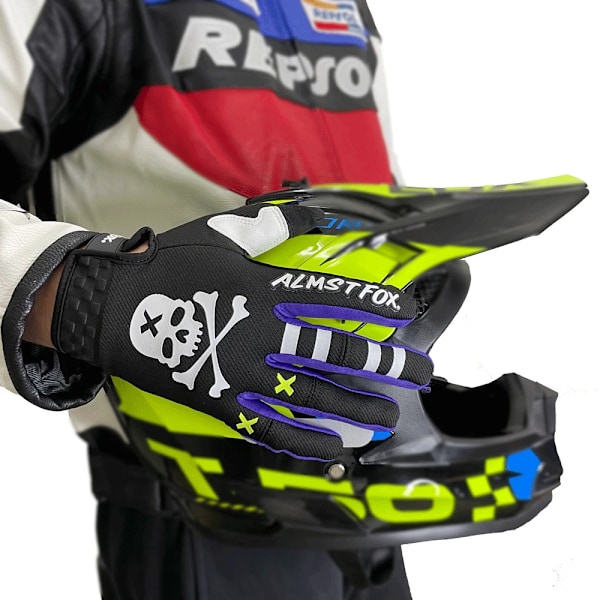 Almst Fox Dödskalle Motorcykelhandskar För Cykel Atv Utv Högkvalitativa Moto Cross Pekskärmshandskar Herr Mountainbike Racinghandskar Black Purple XL