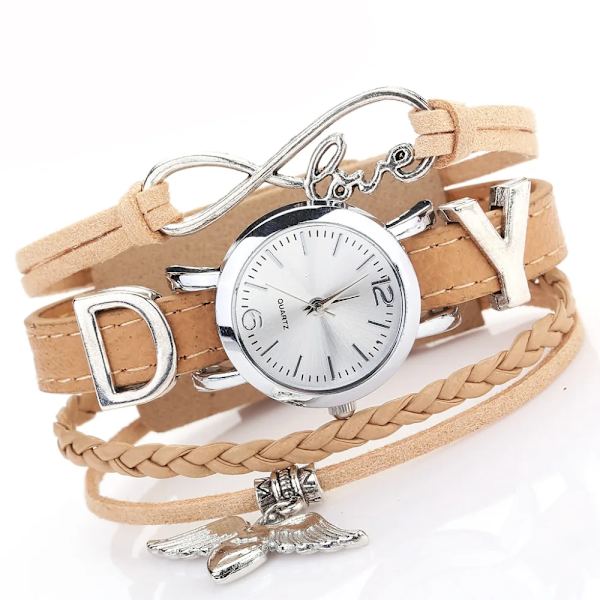 Duoya Brand Klockor För Kvinnor Lyxigt Silver Hjärthänge Läderbälte Quartz Clock Watch 2019 Zegarek Damski Red