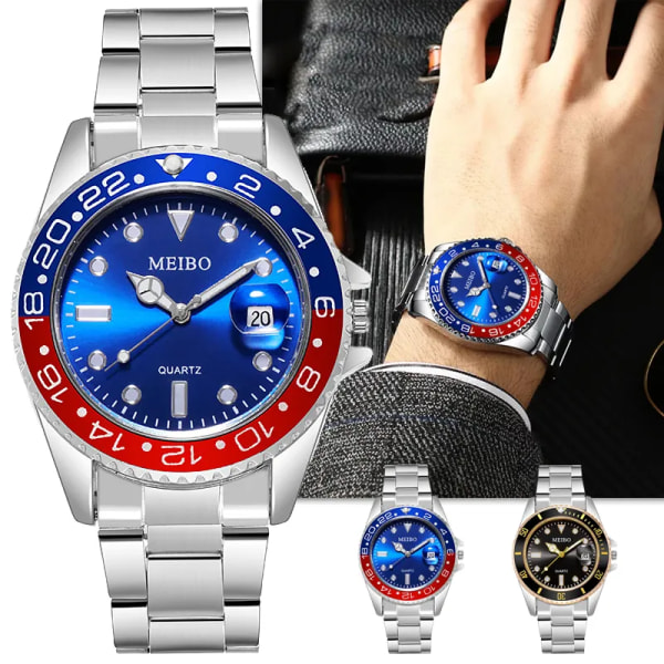 Ny herrklocka Luxury Business Watch Blue Dial Date Watch Herrband i rostfritt stål Mode Armbandsur för män Watch Masculino SSM1