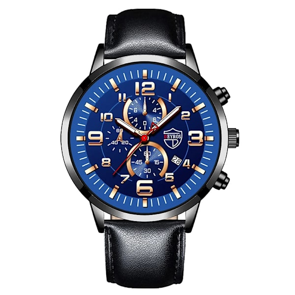 Herrklockor Rostfritt stål Läder Quartz Armbandsur Man Business Watch Watch Datum Lysande Man Casual Armband Klocka As shown 3