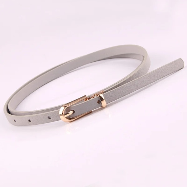 Nya Dambälten Justerbart PU-läder tunt bälte för tjejer Guldspänne Klänning Byxor Designer midjeband Mager midjebälte Gray 108cm