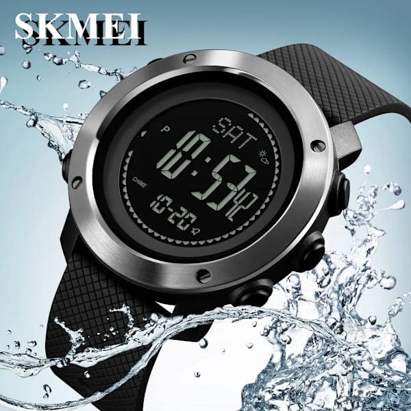 SKMEI Utomhussport 30M Simning Löpning Klättring Höjd Tryck Kompass Stegräknare Stoppur Military Army Electronic Watch ABS Dial Green