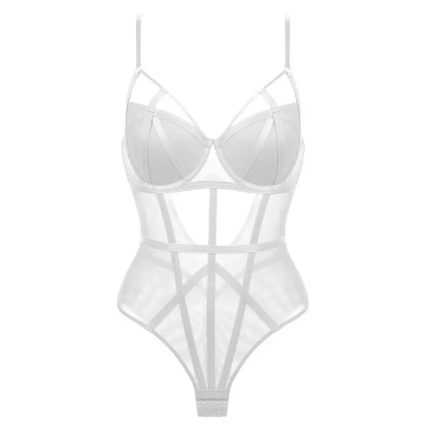 Sexiga underkläder för kvinnor Strappy Body Slimming Underkläder för kvinnor Push up-korsett och Shaper Vadderad med Gather BH Shapewear white S