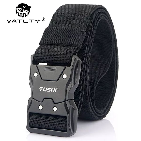 VATLTY Nytt unisex elastiskt bälte hårdlegering Snabbspänne Tough Stretch Nylon Herr Militär Taktiskt bälte Arbetstillbehör ArmyGreen 105cm