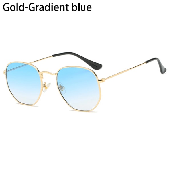 Polygon Solglasögon Metall Solglasögon Liten ram Fyrkantiga solglasögon för män Kvinnor UV-skyddsskydd Glasögon Modeaccessoar B-Gradient blue