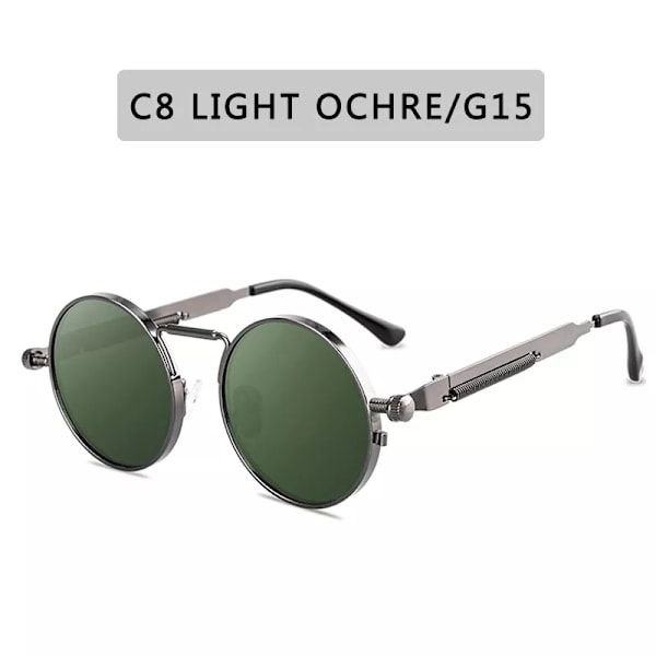 Vintage Punk Style Solglasögon Män Retro Rund Metallram Dam Solglasögon Mode Glasögon Gafas sol mujer UV400 C8 Other
