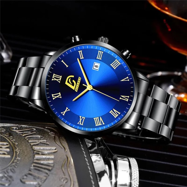 2022 Mode Herr Guld Klockor i rostfritt stål Lyx Minimalistisk Quartz Armbandsur Herr Business Casual Watch relogio masculino Leather Silver White