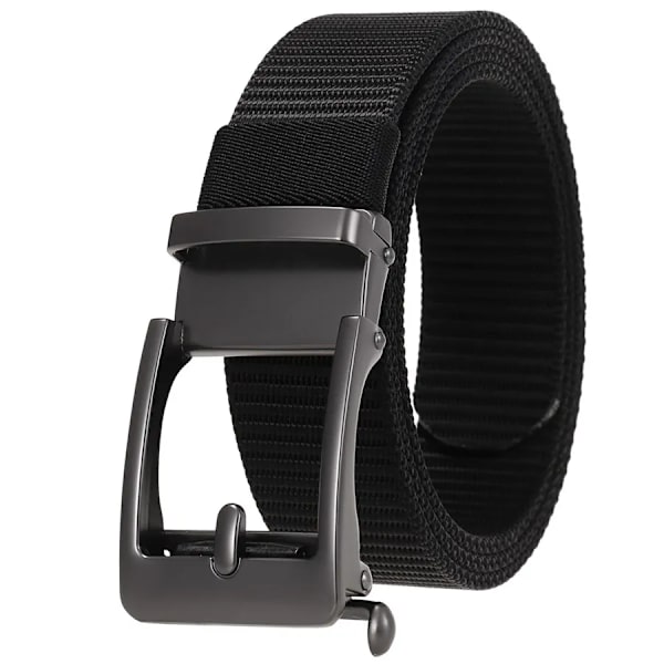 Nylon läderbälte för män Nytt tandlöst bälte med spänne hane midjeband Bredd: 3,5 cm Längd: 120 cm Black 115CM