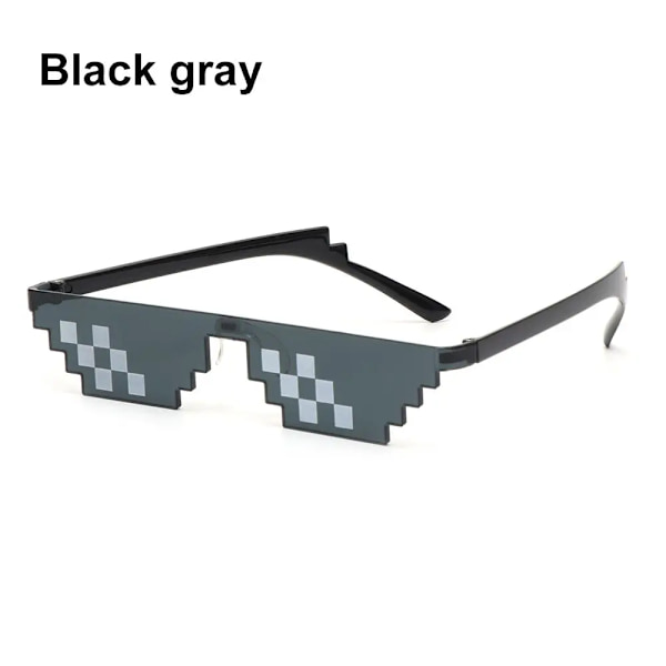 1 ST NYA Mosaic Solglasögon Trick Toy Thug Life Glasögon Deal With It Glasögon Pixel Svart Mosaik Solglasögon Coola skämt Roliga leksaker Black gray As shown