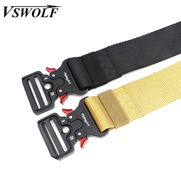 Taktiskt nylon för män Army Militärbälte Byxor Metallspänne Canvas Midjeband Man Polis Utomhusträning Midjebälte brett belt with 2 hook(.2371) 125cm(.2371)