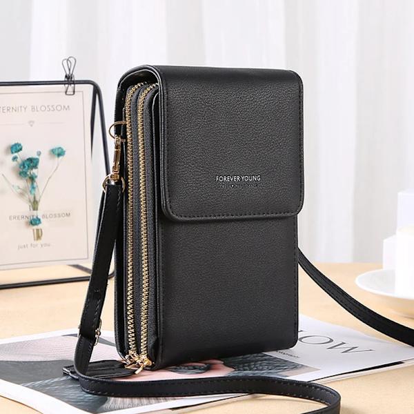Buylor Bolsas Damväska Trend Handväskor Mjuka läderplånböcker Pekskärm Mobilväska Mode Crossbody-axelväskor black 1 11x5x19CM