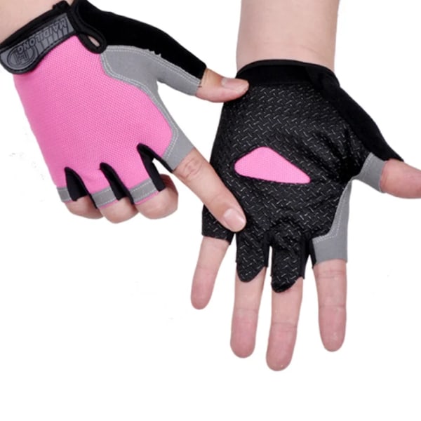 Half Finger Gel Cykelhandskar Män Kvinnor Andas Antisladd MTB Cykel Cykelhandskar Sommargym Yoga Sportträning Handhandskar Pink A M