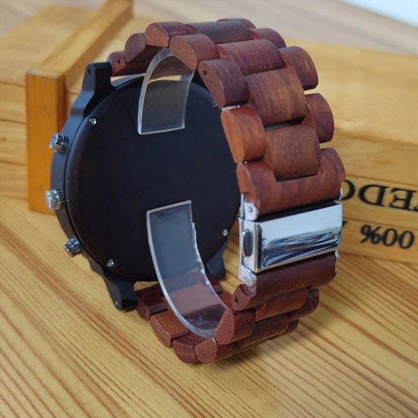 Stor watch av trä, Herrklockor, Dual Time, Chronograph timepiece Sport Wood Watch för Man, montre hommes Zebrawood-51 box