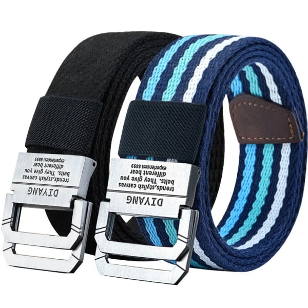 Vår och höst Ungdom Dubbelring Spänne Färgmatchning Justerbar längd Jeans Canvas Dam- och Herrbälte Type 4 110cm
