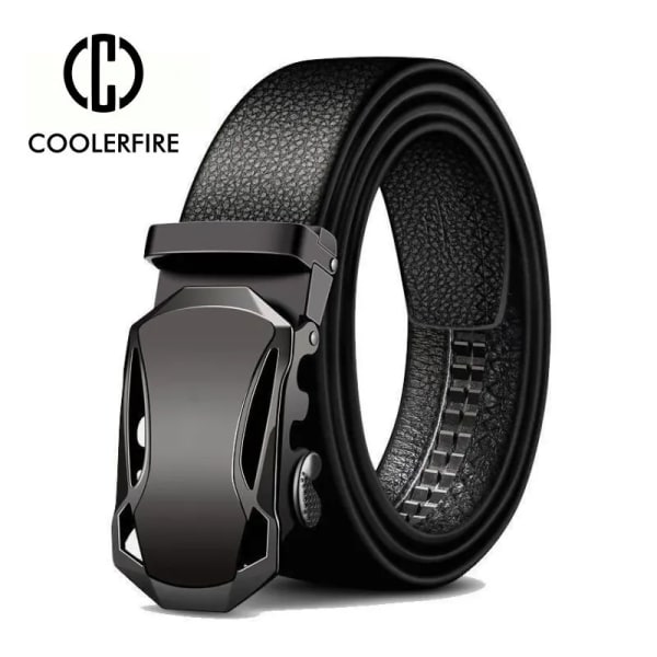 Herrbälte Metall Lyxigt märke Automatiskt läderspänne Högkvalitativt bälten för män Business Work Casual Strap ZDP001A Sliver Leopard A 105CM
