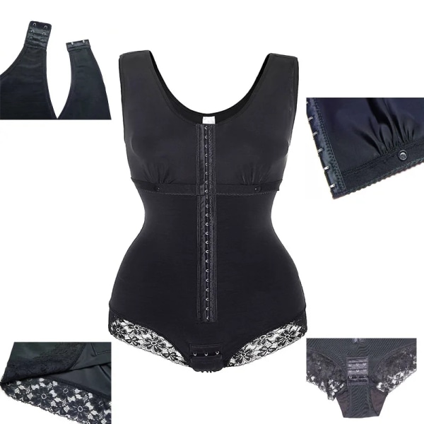 GUUDIA Bodysuits Shapewear Justerbar axelrem Body Shaper Colombianas Fajas Öppen gren Magekontroll byst till låg mage Black M