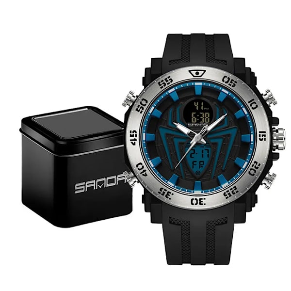 SANDA Herr Militärklockor Mode Watch Analog Elektronisk LED Armbandsur För Man Klocka Relogio Masculino Vattentät 50M Black blue 1
