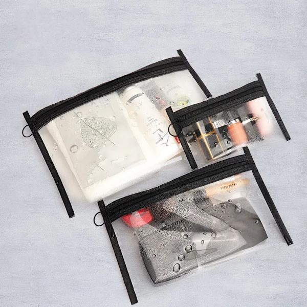 Sminkväska Genomskinlig Organizer Kosmetiska väskor Resor Bärbart case Set PVC Transparent pennväska Badtoaletttvättväska M