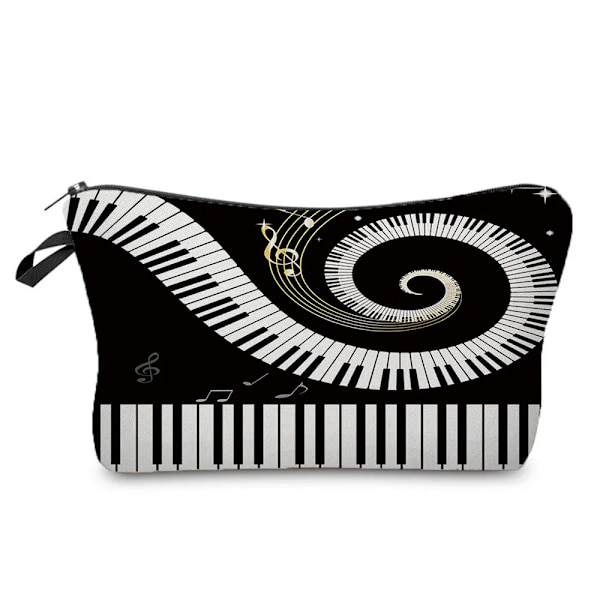 Högkvalitativ organizer Bärbart case Piano Gitarrmålning Dam Sminkväska Värmeöverföring Musiknoter Print Kosmetiska väskor hz3213 Music Bag