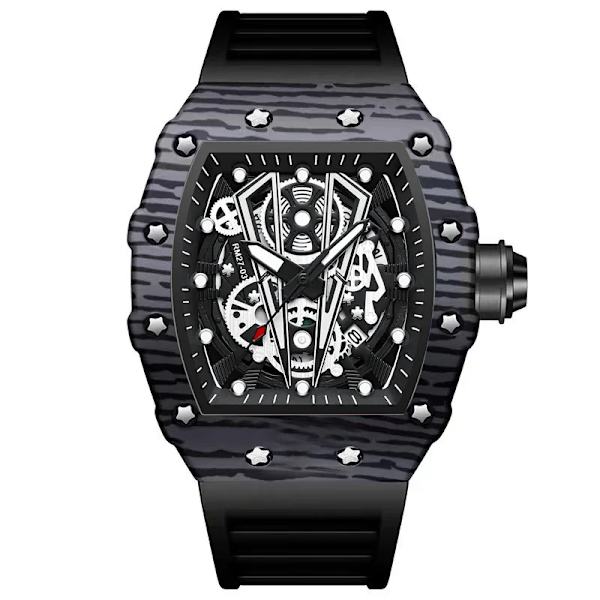 Ny design watch Mode Automatisk rörelse Fat Lysande Vattentät klocka Sport Mans Silikonarmband Quartz Armbandsur style 5