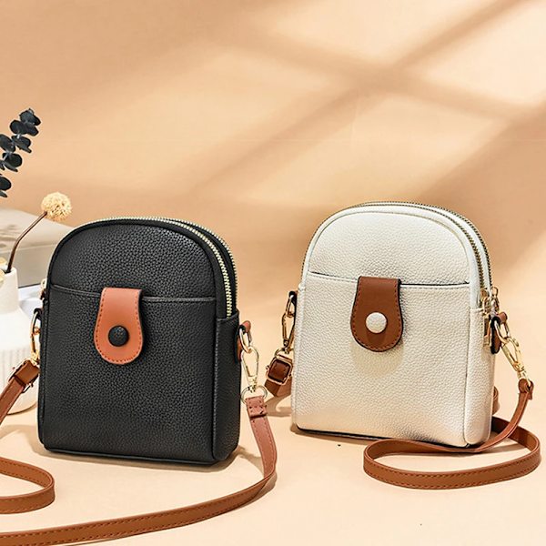 Buylor Mode Mjukt PU-läder Damaxelväskor Mångsidig Lätt liten väska Multi Små Messenger-väskor Handväska Beige