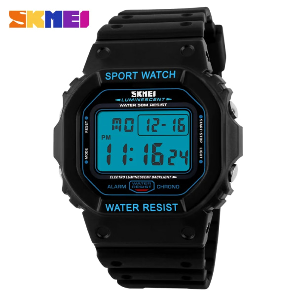Nytt mode Skmei Brand LED Watch Herr Sportklockor Digital Military Watch 50m Vattentät utomhusklänning Armbandsur black