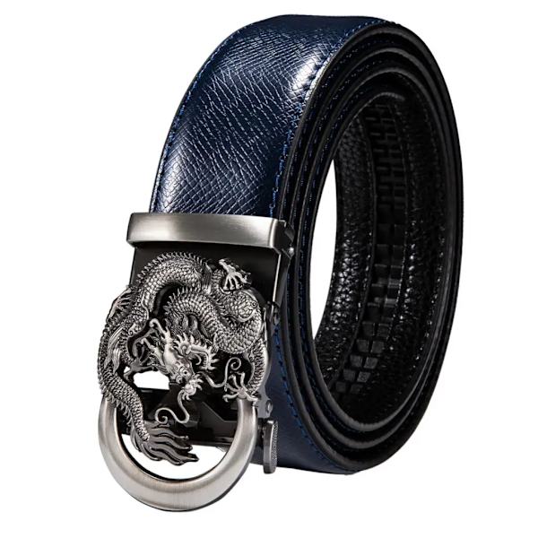 Högkvalitativt märke herrbälten blå koläder Automatiska spännen Spärr midjeband Bälte för män Klänning Jeans Kostym Byxor Present 2220DME 130cm