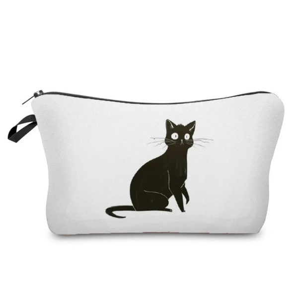 Djur Söt Casual Makeup-väska Resor Bärbar Förvaringsväska Mini-toalettväskor Svart katt Utskrift Kvinnor Kosmetiska väskor hz2495 Cat Bag