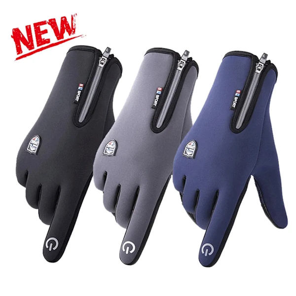 Pekskärm Vinter Thermal Varm Cykling Cykelhandskar Cykel Skidor Utomhuscamping Vandring Motorcykelhandskar Sport Helfinger C Gray XL