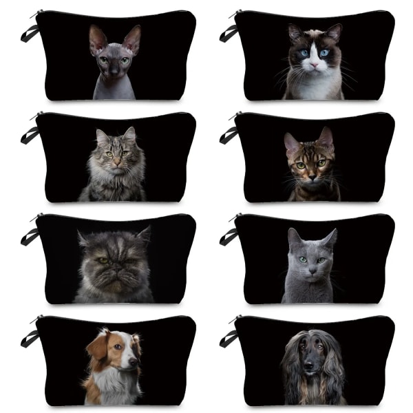 Värmeöverföring Djurmönster sminkväska Söt katt Print Kosmetiska väskor Högkvalitativ organizer Multifunktion Kvinnor Case hz5127 Cat Dog Bag
