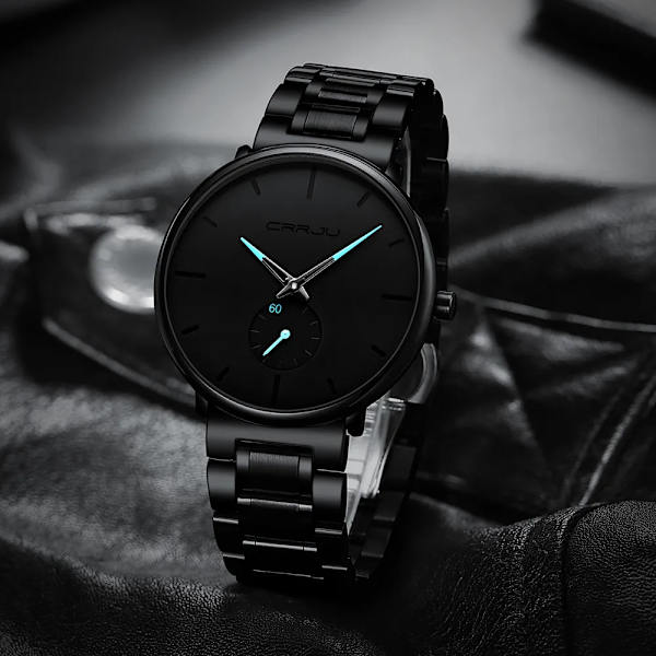 CRRJU Herrklockor Watch i rostfritt stål Casual Lyx Vattentät Watch för Herr Watch Relogio Masculino white