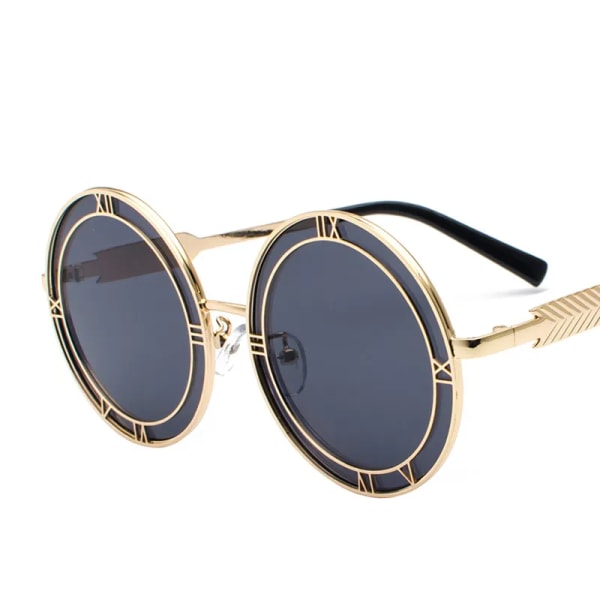 2021 Sommarsolglasögon Modesolglasögon för män och kvinnor Rund romersk design Unisex Snygga solglasögon UV400 Gold w Yellow Other