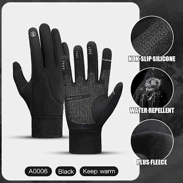 Kyncilor Cykelhandskar Guantes Ciclismo Herr Dam Handske Vattentät Anti Halk Pekskärm Vandring Vinterhandskar BK-06 S