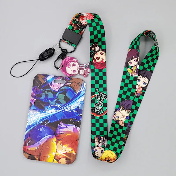 1 Set Demon Slayer Anime Kortfodral Kort Nyckel Lanyard Cosplay Badge ID-kort Hållare Halsband Nyckelringar Kamado Nezuko GMP-Q