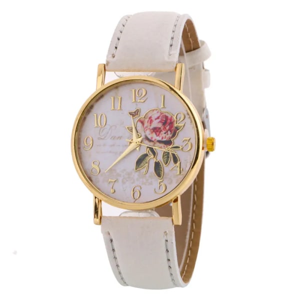 orologio donna Nyankomst Rose Mönster Klockor För Kvinnor Hot Läder Armbandsur Present Mode Casual Studenter Watch red