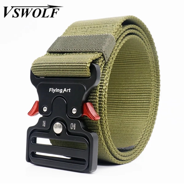Taktiskt nylon för män Army Militärbälte Byxor Metallspänne Canvas Midjeband Man Polis Utomhusträning Midjebälte brett belt with 2 hook(.2371) 125cm(.2371)