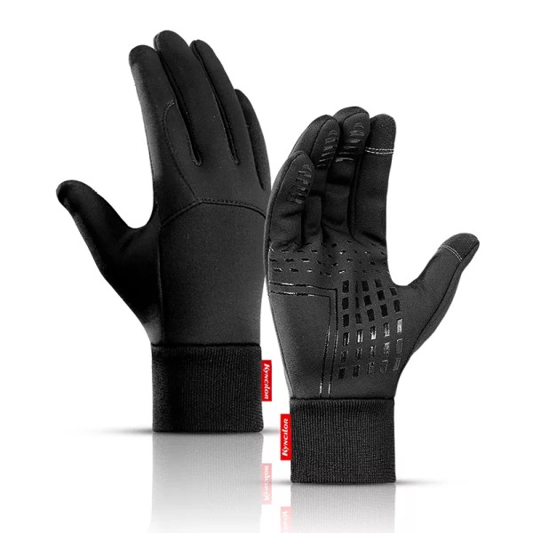 Vinter Herr Dam Cykelhandskar Full Finger Touch Screen Antisladd Vattentät Vindtät Varm Thermal Fleece Cykel Cykel Handskar Black M