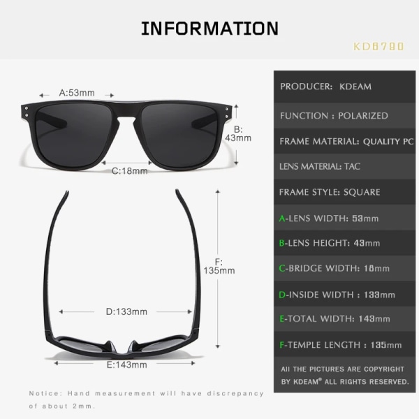 KDEAM Slitstarka lätta polariserade solglasögon Solglasögon i alla passform för män Beläggning Lins Minimera bländning Hårt case ingår C7 Black hard case