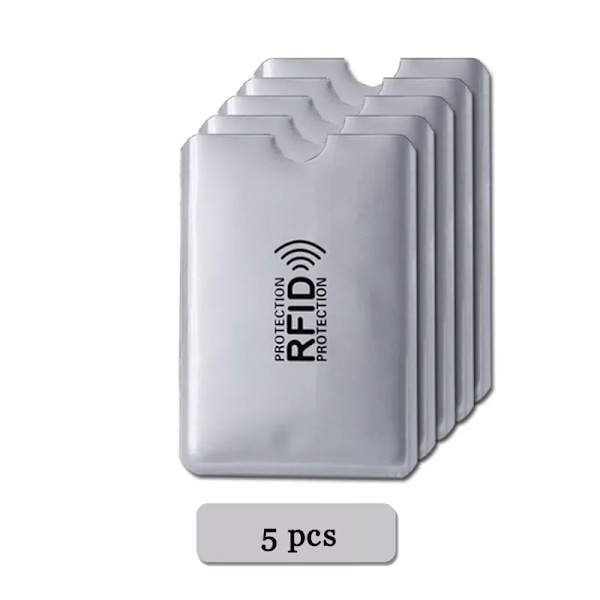 Anti Rfid-korthållare NFC-blockerande läsare Lås ID Bankkortshållare Student Söta ID-kort Plånbok Pass Business Bancaire Case 5 pcs Silver