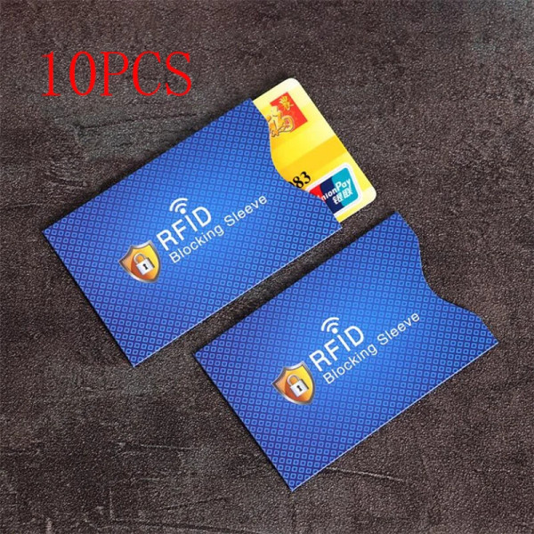 RFID Blockeringshylsor Kort NFC Debet Kreditkortsskydd Blocker Identitetsstöldförebyggande set för män Kvinnor Case 10PCS Blue