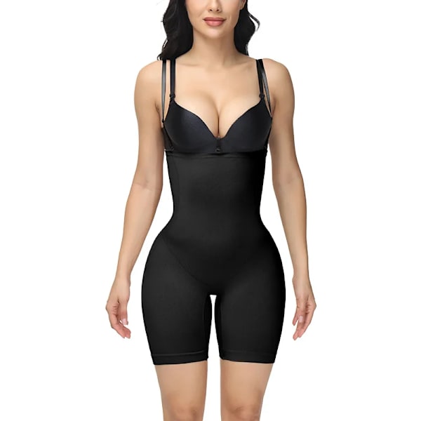 Sömlös elastisk kroppsformning Höftlyftande formbyxor Damunderkläder Korsett med hög midja Shapewear Black M