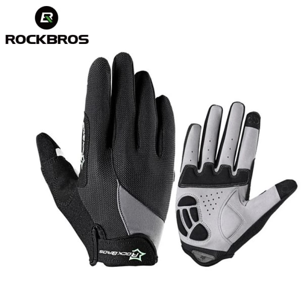 ROCKBROS Cykelhandskar Svampdyna Long Finger Motorcykelhandskar För Cykel Mountain Bike Handske Touch Screen MTB Handskar S030-2BK M