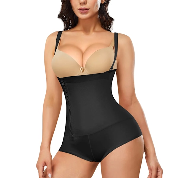 Nadainaa body shaper latex shapewear kvinnor rumplyftare magkontroll shaper bantning underkläder gördelförstärkare magformning Black M