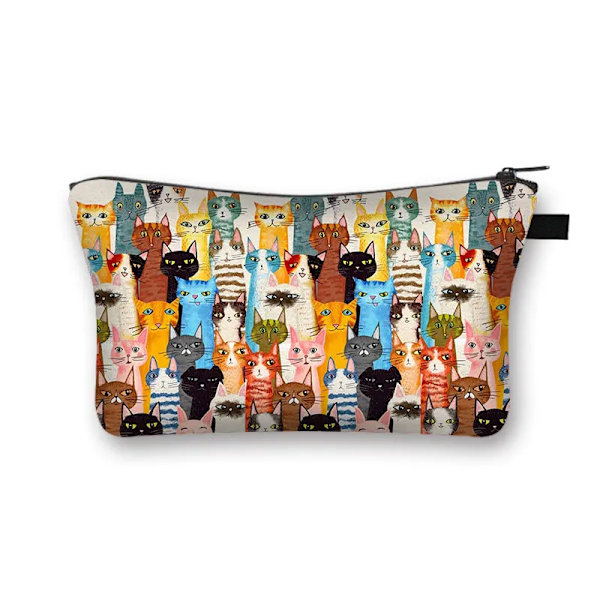 Söt Print Case Dam Sminkväskor Tecknad Kattunge Kosmetikväskor Flickor Förvaringsväska Rolig katt Cosplay Mona Lisa shzbmaot57